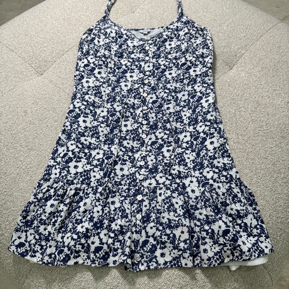 Rails Navy White Floral Button-Front Mini Dress Size Small - Picture 2 of 6